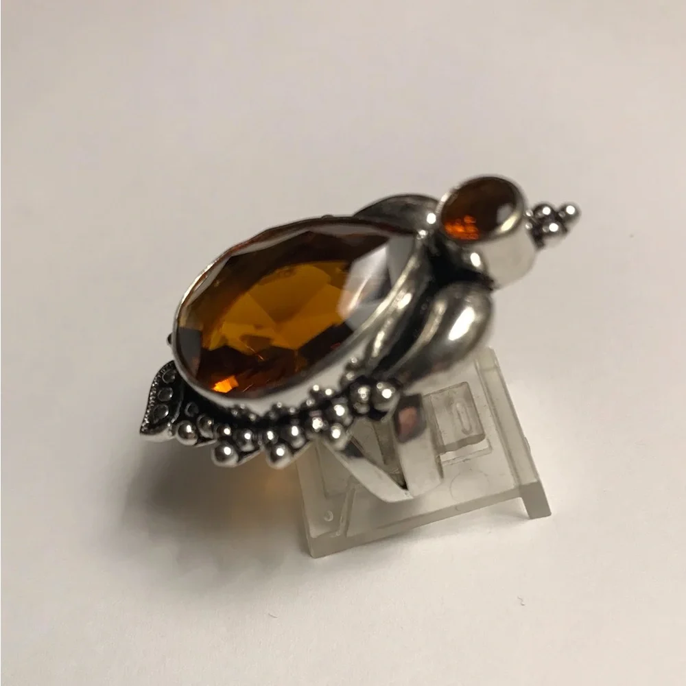 Smokey Topaz Stamped 925 Sterling Silver Ring